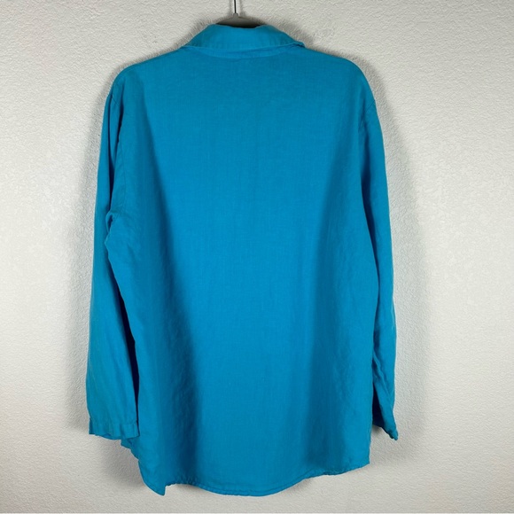 Soft Surroundings Women’s Sz M 100% linen, oversize shirt Preppy Bohemian flowy - Picture 3 of 8